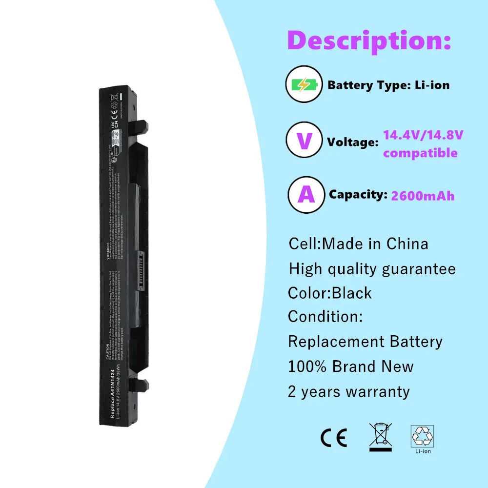 Фото Аккумулятор для ноутбука A41N1424 для ASUS Rog GL552 GL552V GL552J ZX50 ZX50J ZX50JX ZX50V FX-PRO FX71PRO FX-PLUS FX-PLUS A4INI424 №4