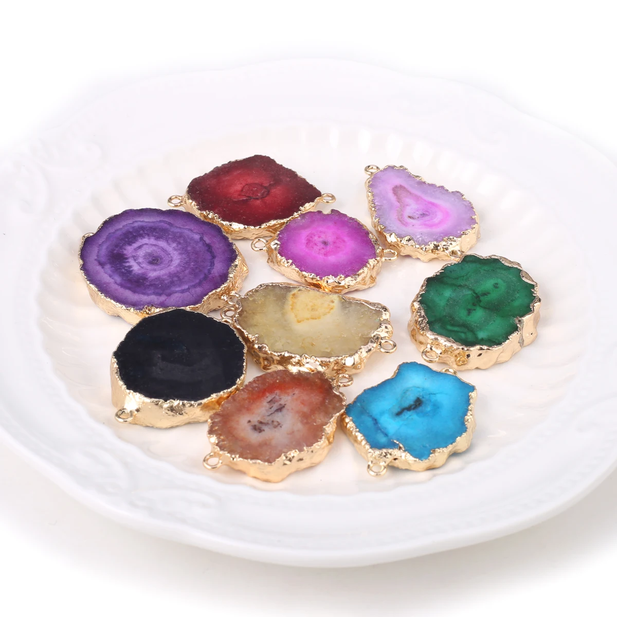 

Подвеска из натурального камня, кристаллический кластер, фиолетовый, желтый, красный коннектор, кулон, изготовление ювелирных изделий, ожер...