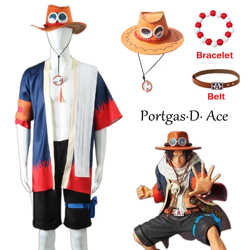 

Anime Portgas D Ace Cosplay Costume Ace Cosplay Wig Hat Kimono Uniform Sets Halloween Carnival Party Costumes for Adult