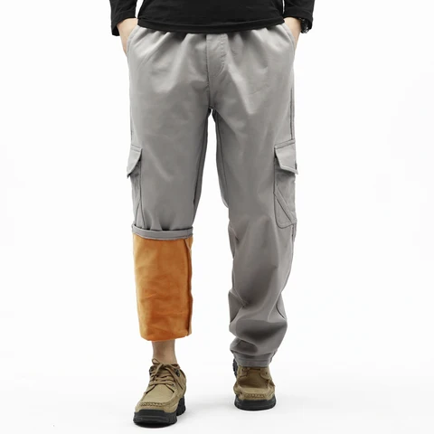 MAINKUL Мужские утеплённые брюки из хлопка с флисовой подкладкой