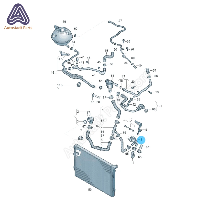 5N0 965 561автомобильный водяной насос охлаждения двигателя вспомогательный для VW Golf
