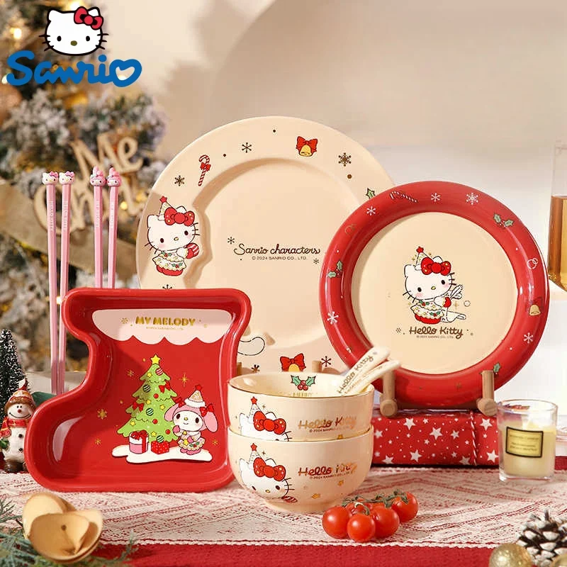 Новинка хит продаж рождественская серия Sanrio посуда миска ложка тарелка