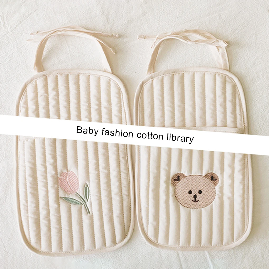 

Diaper Women Organizer Folding Printing Crib Embroidery Bed Hanging Storage Bag Infant Stroller Toy flower single