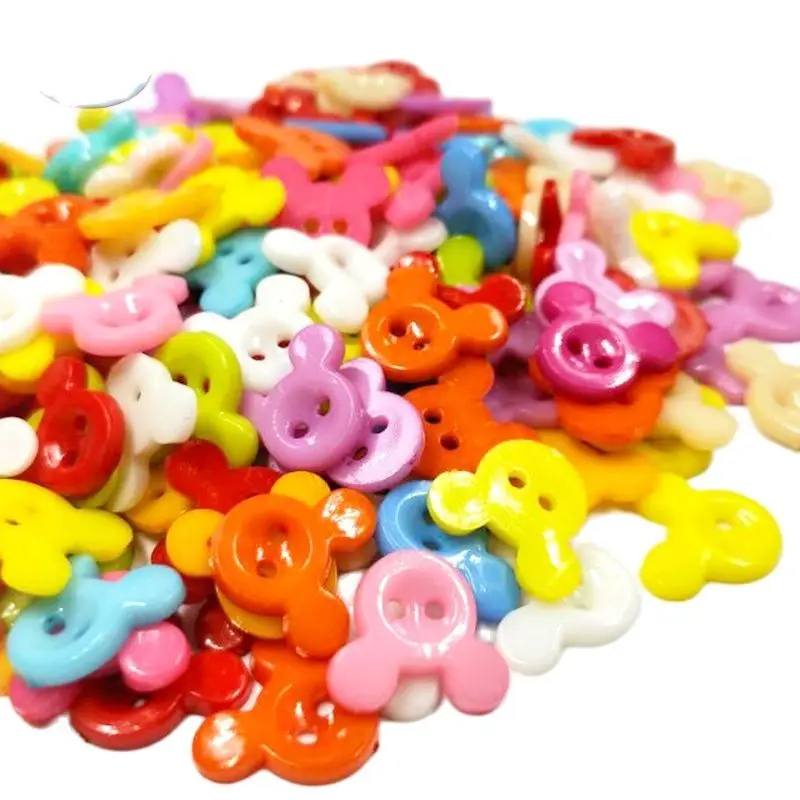 

HL 100/200pcs Mix Colors Mouse Head Flatback Plastic Buttons Children's Garment Sewing Accessories DIY Scrapbooking 15mmx14mm