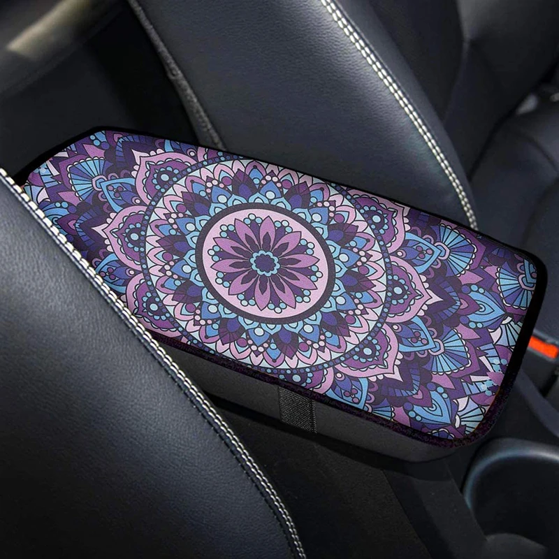 

Retro Mandala Printed Car Armrest Pad 1PCs Rubber Material Seat Storage Box Pad Accessories For Passat CC Bmw G20