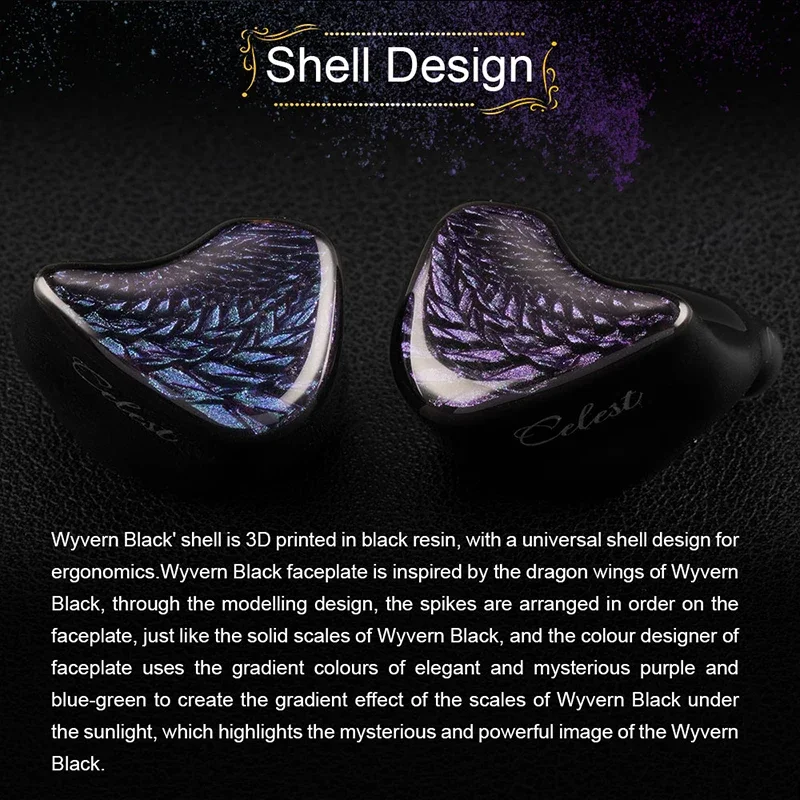 Фото Наушники-вкладыши Kinera Celest Wyvern Black с 10-мм LCP динамическим драйвером и съемным микрофоном на штанге, аудиокабель для IEM-наушников №4