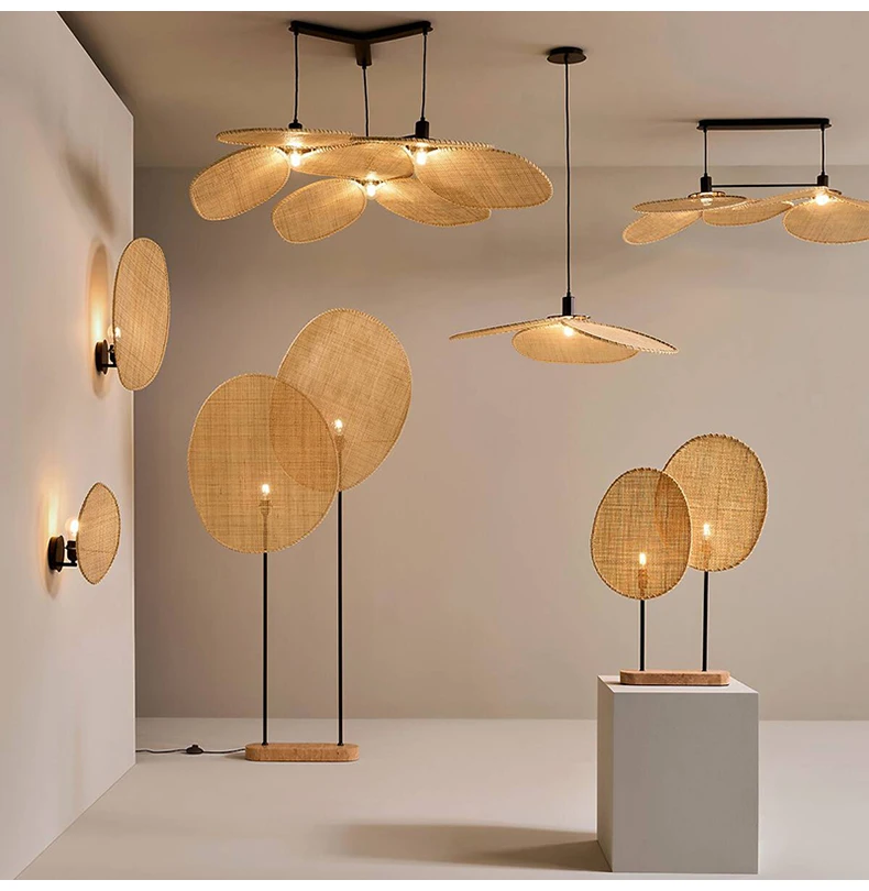 Современная бамбуковая Подвесная лампа ручной работы в японском стиле для