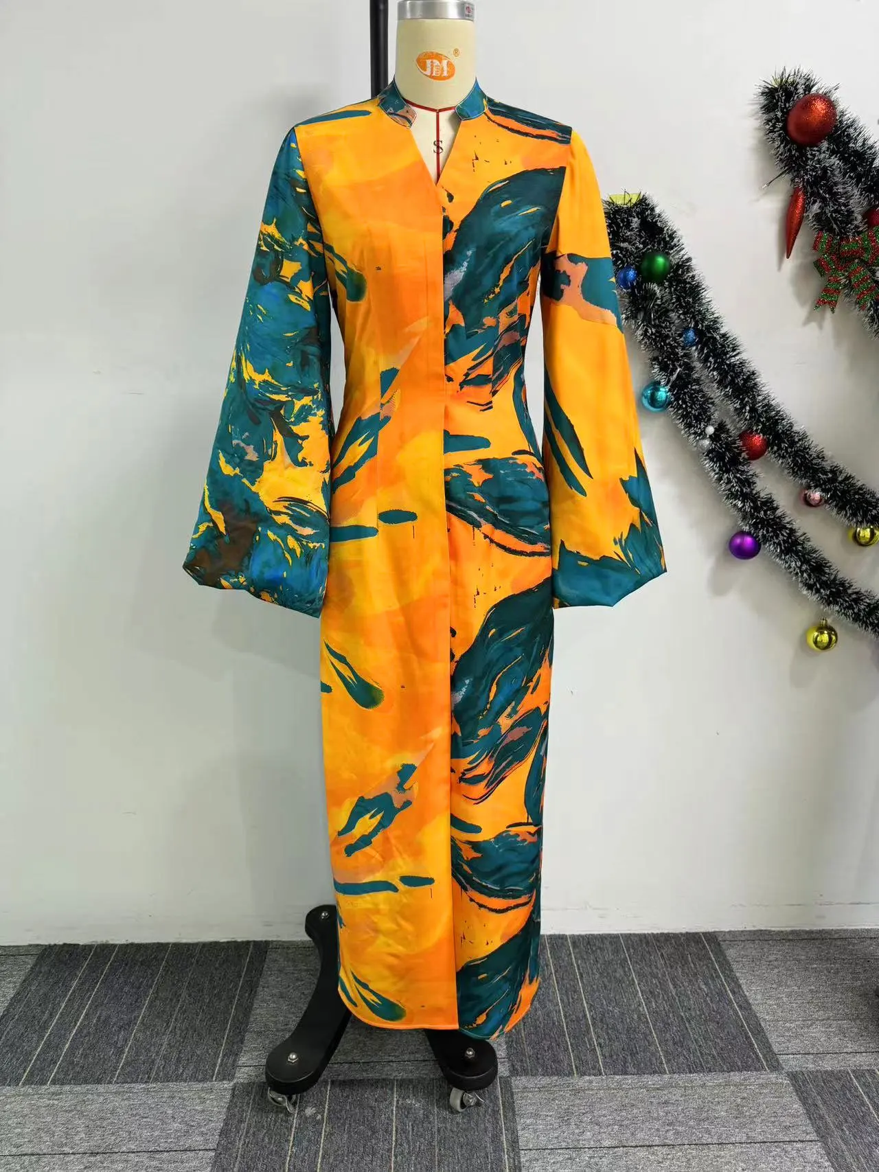 Платье макси с расширяющимся книзу рукавом африканские платья для женщин