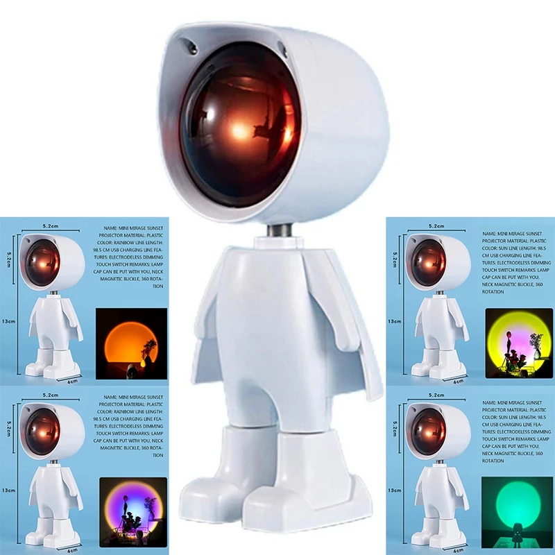 

USB Projector Lamp Robot Projection Light Night Light 360° Adjustable LED Projector Lamp Room Decoration