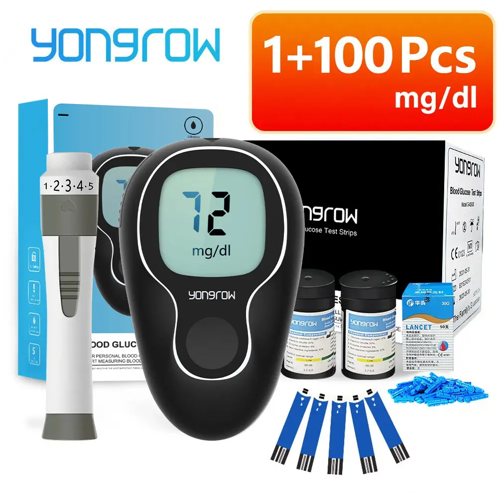 

Yongrow Blood Glucose Meter Test Strips Needles Lancets Blood Sugar Monitor Collect Blood Glucometer mg/dl glucometro diabetes