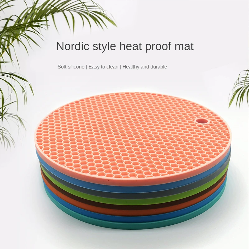 

Circular silicone honeycomb pad food grade meal thermal insulation casserole anti scald high temperature resistant