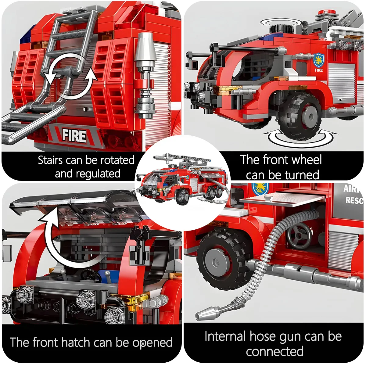 Городская лестница пожарная станция машина кирпичи модель подарки на Рождество