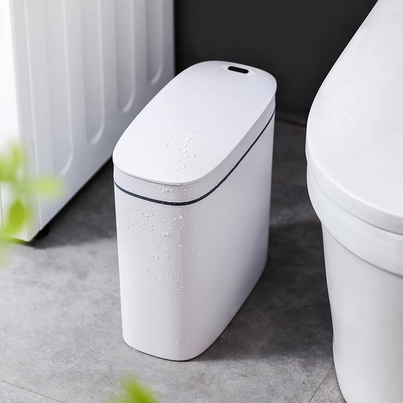 14L Smart Sensor Trash Can Electronic Automatic Household Bathroom Toilet Bedroom Living Room Waterproof Narrow Seam Sensor Bin