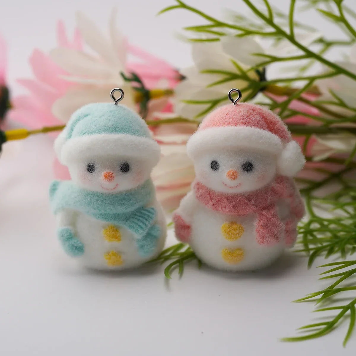 5 шт. 3D милые рождественские подвески в виде снеговика флокированная мультяшная