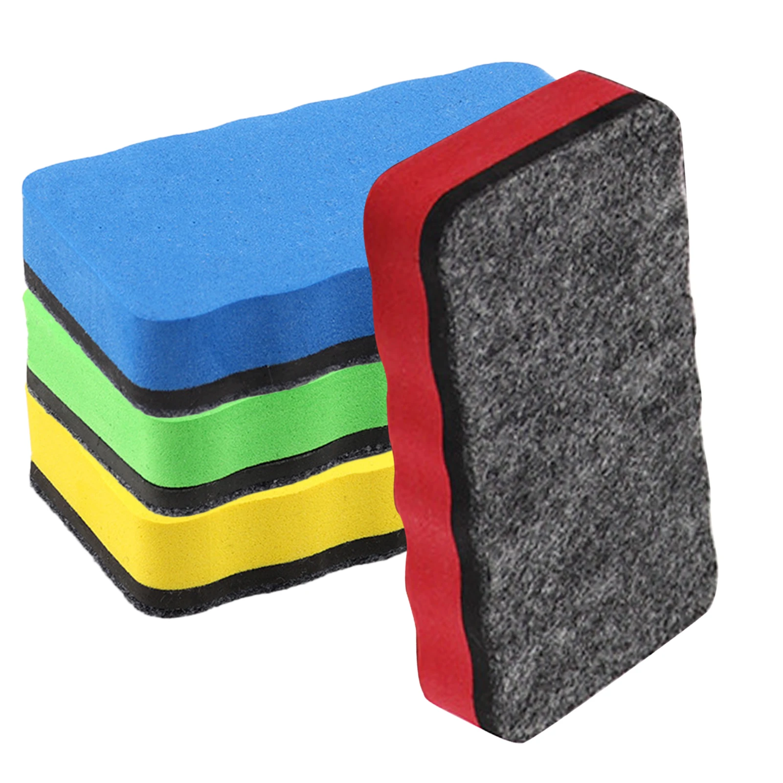 

4pcs Adults Kids Chalkboard Rectangular Practical Cleaning Tool Thick Felt Without Trace Dry Wipe Magnetic Pad Whiteboard Eraser