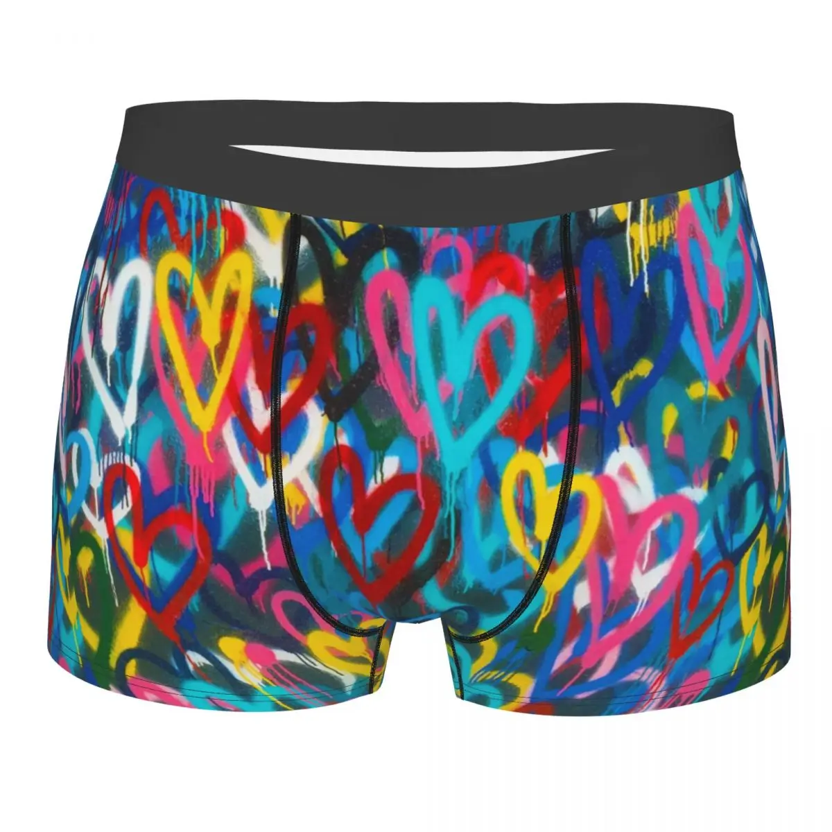 

Graffiti Rainbow Love Men's Underwear LGBT Gay Prid Colorful Hearts Abstract Boxer Shorts Panties Underpants for Homme Plus Size