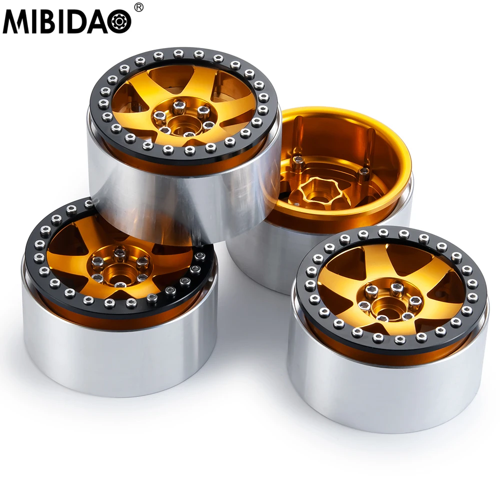 

MIBIDAO 4Pcs Metal 2.2" Beadlock Wheel Hub Rims For 1/10 Axial SCX10 90046 TRX4 TRX6 D90 Wraith 90048 RR10 RC Crawler Car