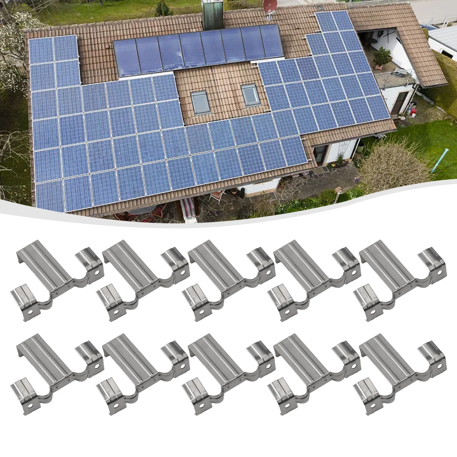 

10PCS 30-40mm Solar Panel Frame Water Drain Water Redirection Clips Stainless Steel Photovoltaic Water Guide Clip Deflector