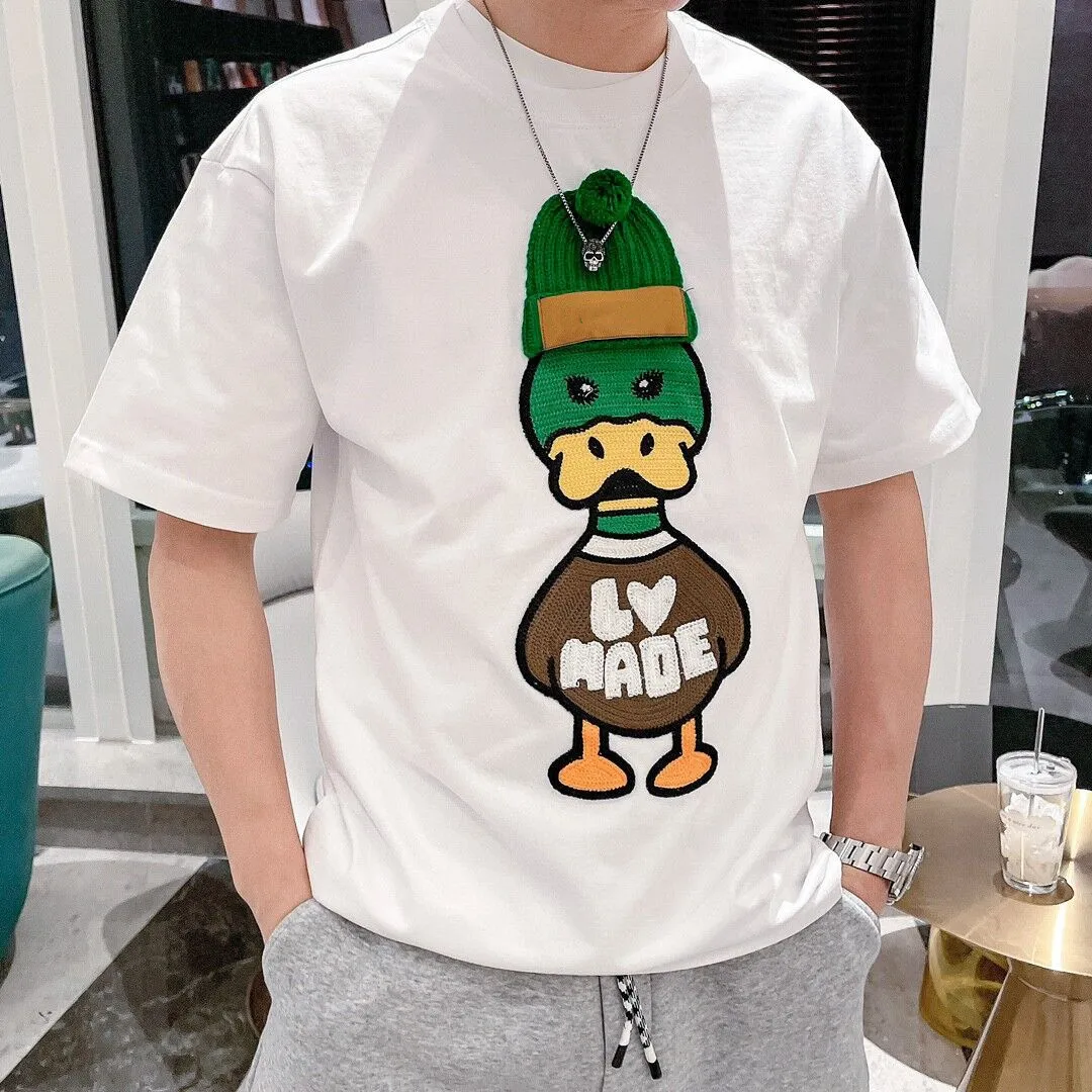 

New luxury 22 Men Embroidery knitting duck T Shirts T-Shirt Hip Hop Skateboard Street Cotton T-Shirts Tee Top kenye S-XXL A559