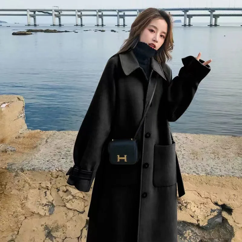 Woolen Coat Thick Women's Mid-length Autumn New Loose Woolen Coat Winter  Overcoat Camel Korean Fashion Wool Coats and Jackets