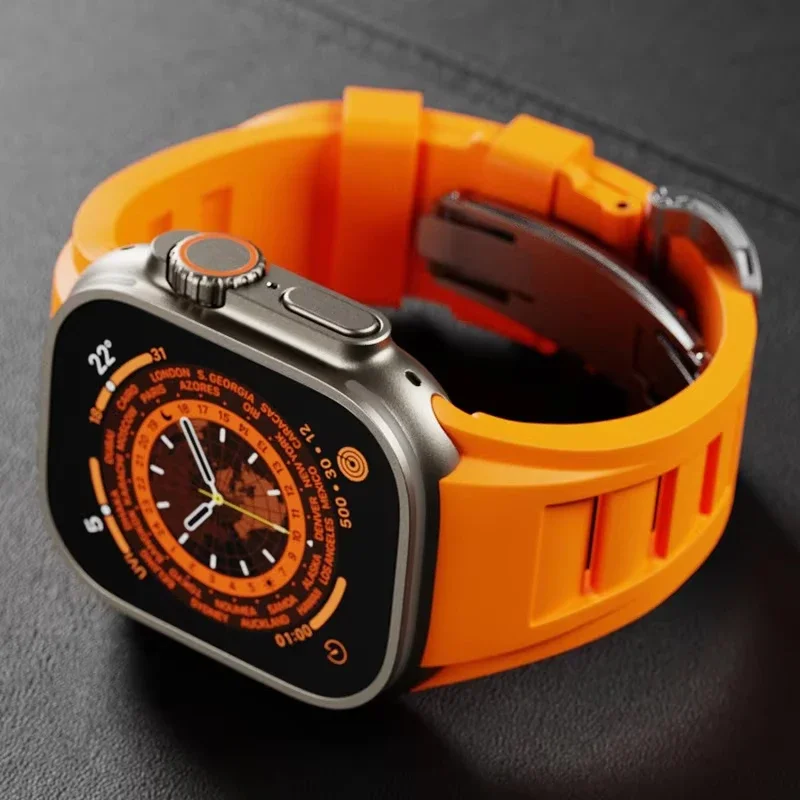 Sports Rubber Strap For Apple Watch Ultra 2 1 49MM 45MM 44MM 42MM Soft Silicone Band Iwatch Series 9 8 7 6 5 4 SE 3 Bracelet