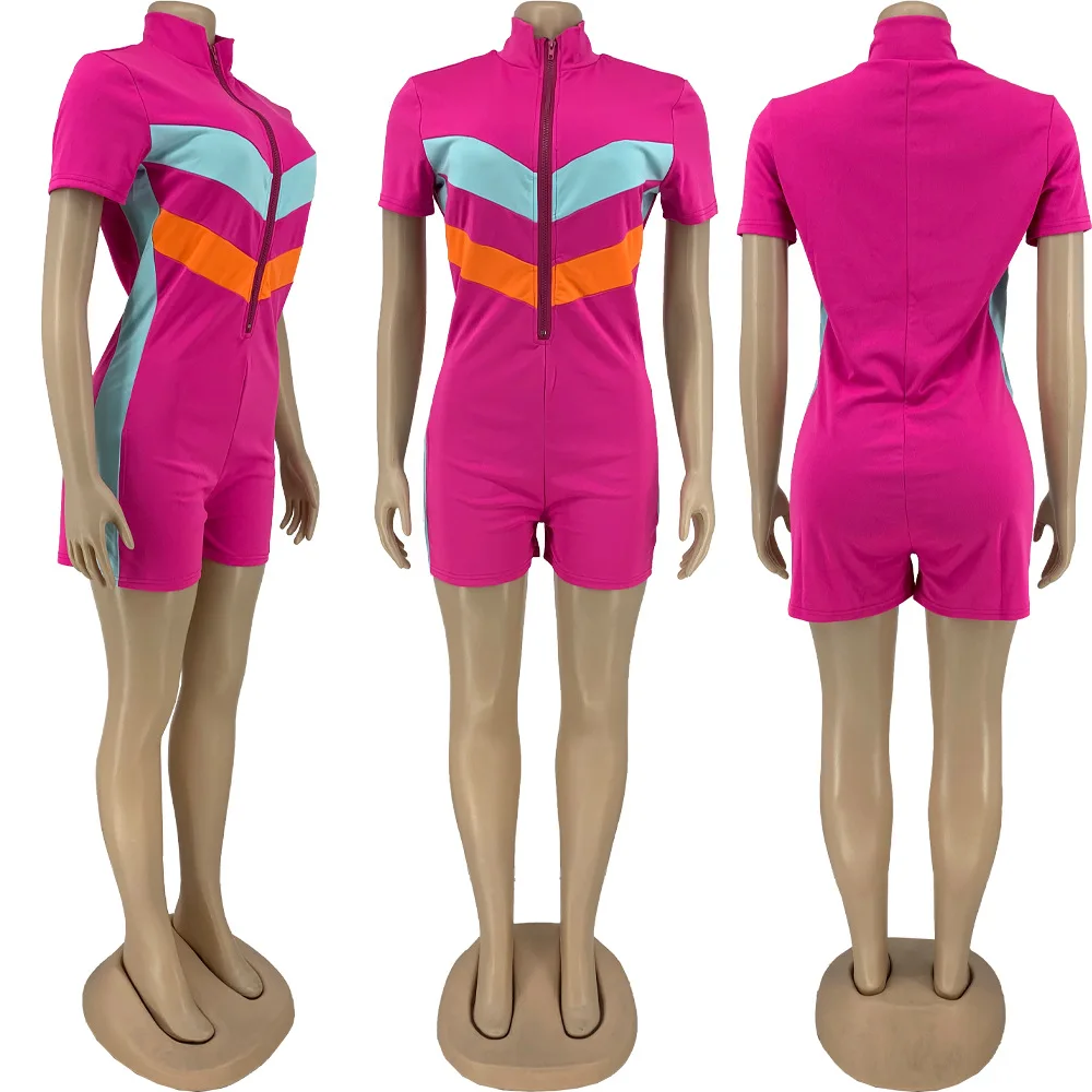 DN8087 Women's Sexy Jumpsuit Summer Women's Streetwear Fashion Stitching Short Jumpsuit Women's Nightclub