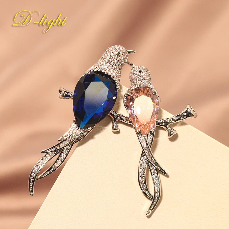 

Fashion Hot Selling Gorgeous Love Bird Animal Brooch Lady Inlaid Zircon Corsage Sweater Suit Shirt Party Jewelry Exquisite Gifts