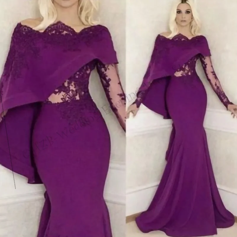 

Sexy New in Purple Asymmetric Long Sleeve Trumpet / Mermaid Evening Gown Fashion Dress Engagement Birthday Party