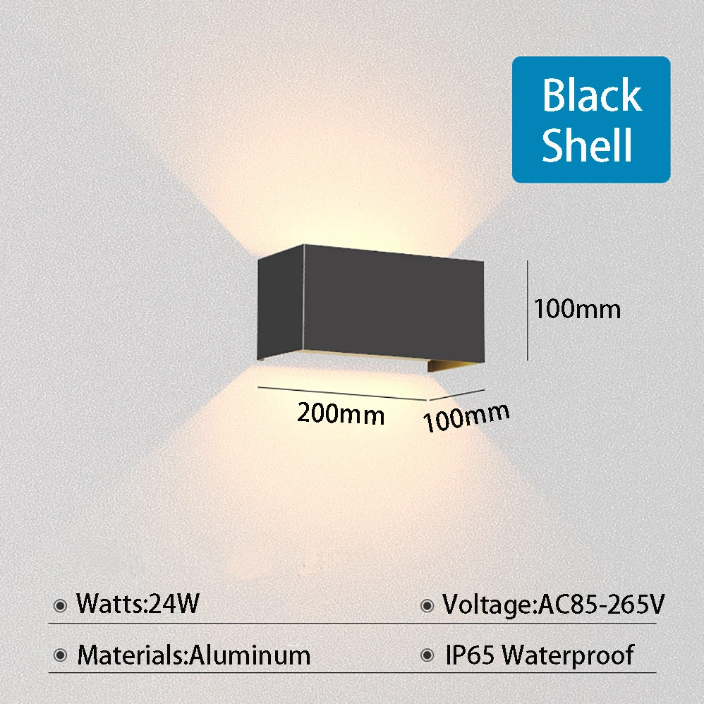 

LED настенная лампа IP65 черная/белая 24Вт