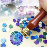 100pcsbag retro wax seal colored wax beads diy scapbooking octagon sealing stamp for envelope letter wedding party invitation