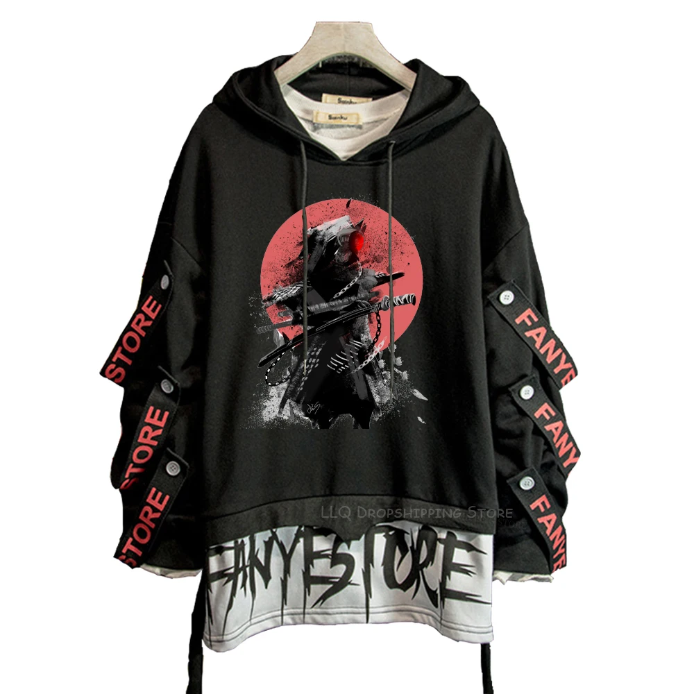 

Ribbons Letter Print Hoodie Berserk Black Patchwork Hoodies Long Sleeve Streetwear Sweatshirts Fashion Boy Sweats Spring Autumn