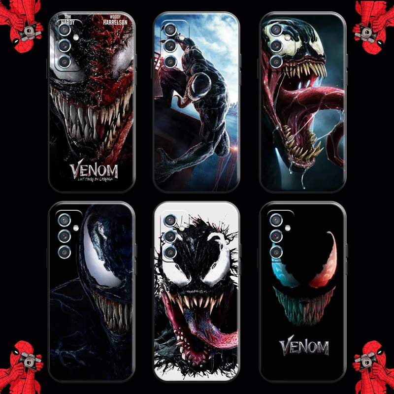 

Marvel Venom Comics Cool For Samsung S8 S9 Plus S10 S10E S20 S21 FE Lite Ultra Plus Phone Case Black Liquid Silicon Carcasa
