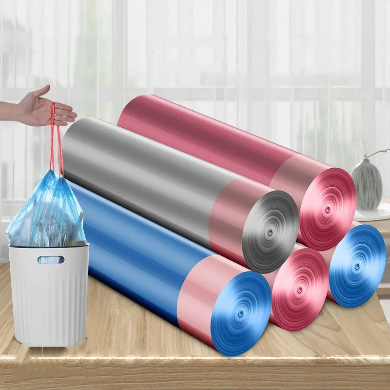 

Thickened Kitchen Disposable Garbage Bag Drawstring Type Dormitory Household Solid Color Garbage Bag Waste Cleaning Plastic Bag