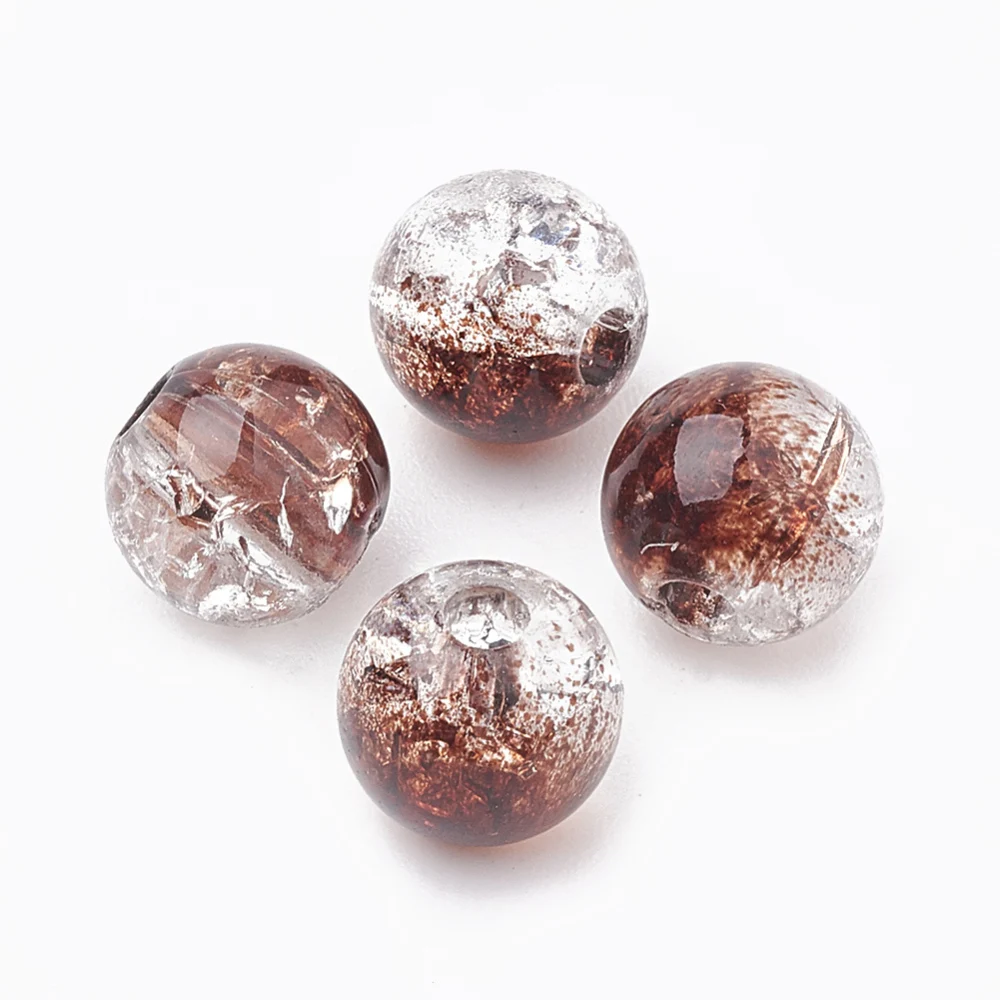 

500g Acrylic Beads Transparent Crackle Style Round Sienna 8x7mm Hole: 2mm about 1840pcs/500g