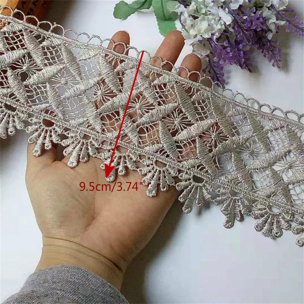 3 ярда вышитая Цветочная кружевная лента украшения для костюмов дивана домашняя