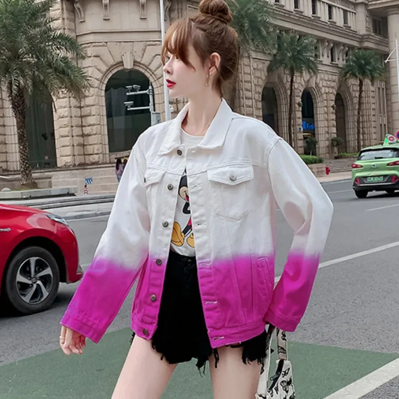 

Женское однобортное Свободное пальто, Студенческая одежда в Корейском стиле, с рукавом летучая мышь и градиентом, весна 2023