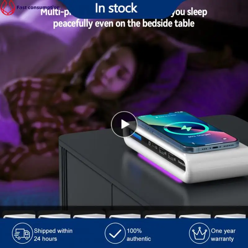 

With Ambient Light Wireless Charger 15w 4 In 1 Charging Pad Multifunctional Charging Dock Station Usb Type C Fast Charger