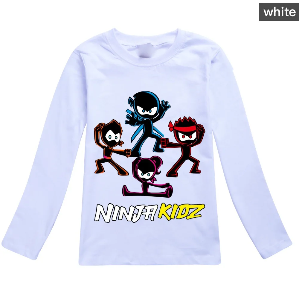 Фото Одежда для мальчиков NINJA KIDZ, летняя детская модная футболка с длинными рукавами, футболка с рисунком для мальчиков, топы для маленьких девочек, детский пуловер №3