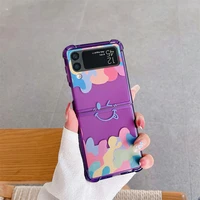 cartoon cute face purple phone case for samsung galaxy z flip 3 soft tpu back cover for zflip3 case protective shell