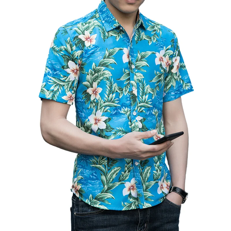 

Гавайская рубашка с принтом Aloha для мужчин, Новинка лета 2022, пляжные рубашки с коротким рукавом, мужская приталенная праздничная одежда для ...