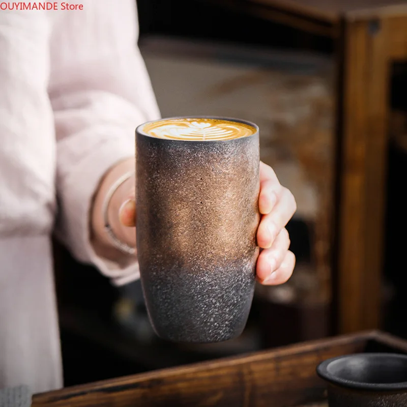 

230ml Retro Stoneware Espresso Coffee Cup Ceramic Tea Cup Creative Design Household Water Cup Latte Cup