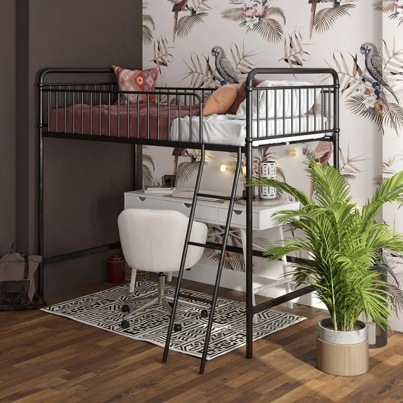 

Twin Metal Loft Bed, Black