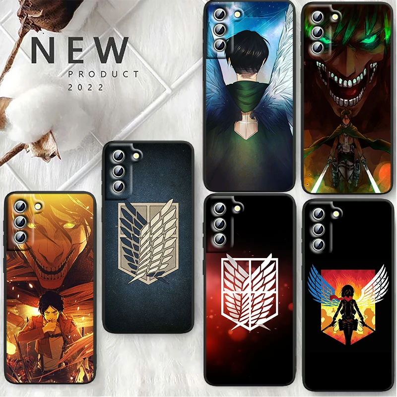 

Anime Attack On Titan Logo Phone Case For Samsung S23 S22 S21 S20 S10 S8 Note 20 A9 A73 A71 A53 A33 Ultra Plus FE Black