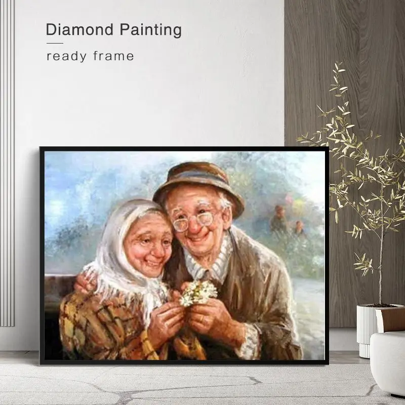 

CHENISTORY 5d Full Square Diamond Painting Portrait Of Grandparents Mosaic Diamond Embroidery Complete Kit Diy Wall Paintings