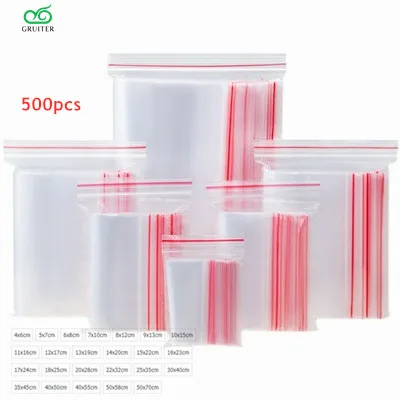 

Makeup Bags Clear Seal Zip Bag Plastic Packaging Pouches Sealing Zipper Poly Bags Jewelry Food Ziplock Storage Fresh Keeping 500