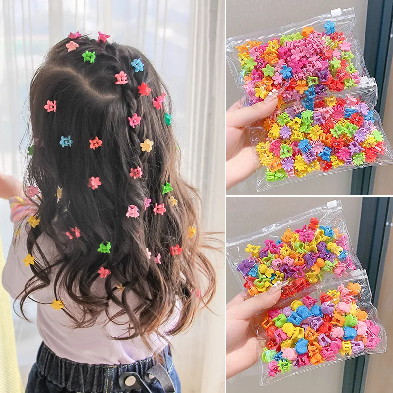 

20pcs Girs Cute Colorful Flower Star Crown Small Hair Claws Lovely Hair Decorate Claw Clips Hairpins Kids Sweet Hair Accessories