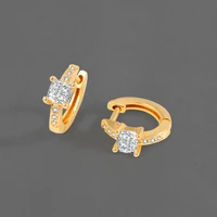 small silver color huggie sleeper earring round gold hoop earrings for women original designer fashion zircon jewelry making