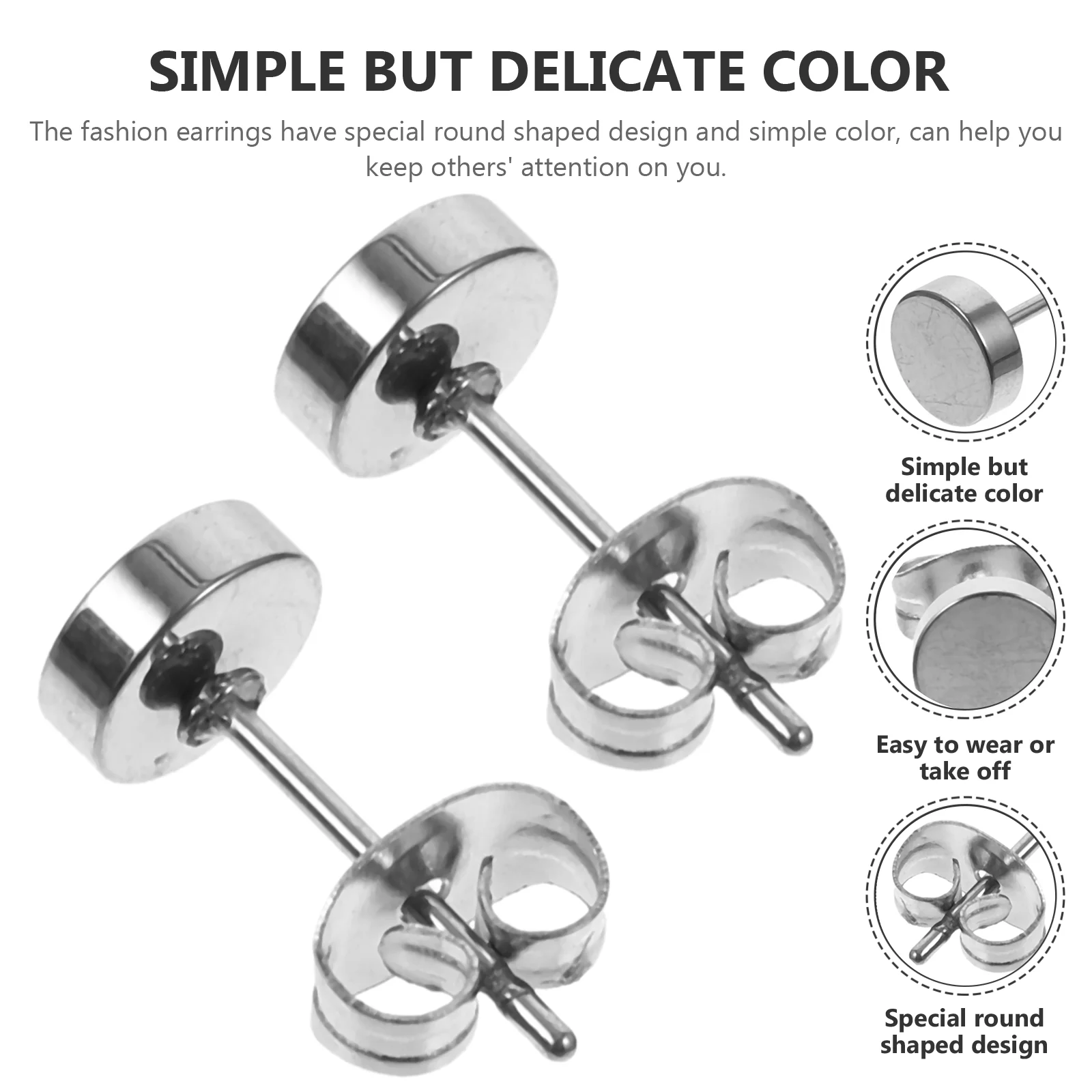 Metal Earring Round Shaped Stud Earrings Flat Small Cartilage Women Studs Men’s
