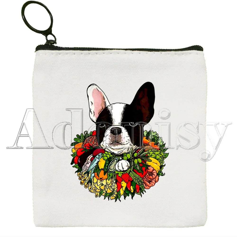 French Bulldog Korean Version Simple Coin Purse Coin Purse Female Student Canvas Cute Key Bag Mini Clutch Small Purse
