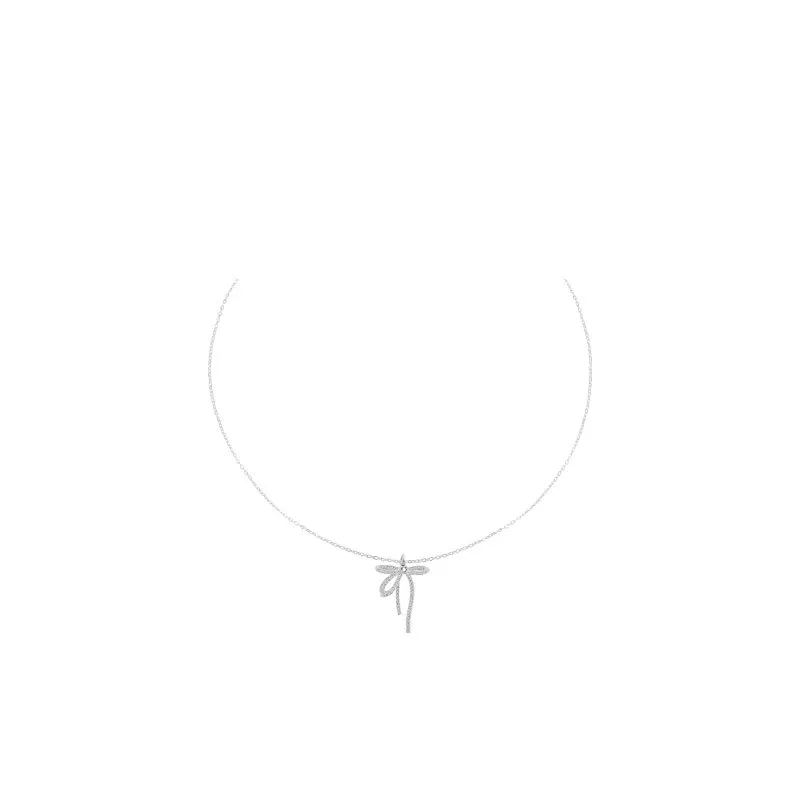 

DIN31 925 Sterling Silver Bowknot Pendant Necklace Shiny Micro-paved Zircon Necklaces Dainty Jewelry for Women Birthday Gifts